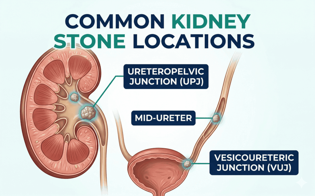 Kidney stone locations