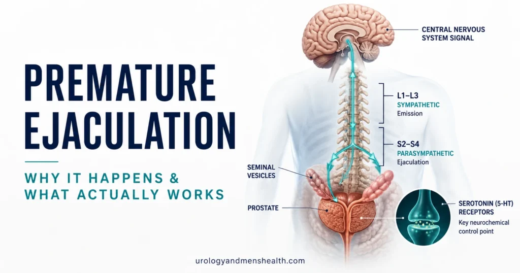 Premature ejaculation causes and treatment pathway illustration