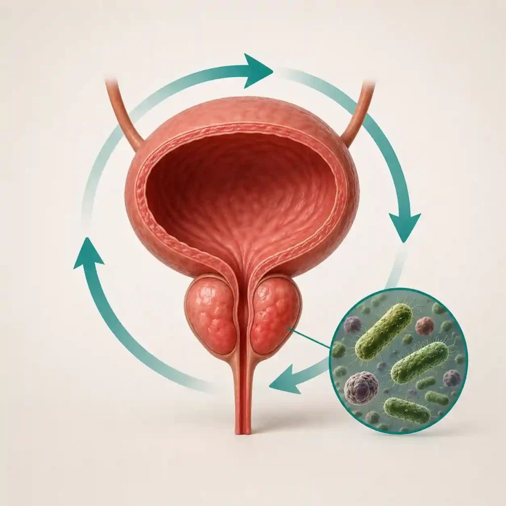 male bladder and prostate anatomy illustrating recurrent urinary tract infection