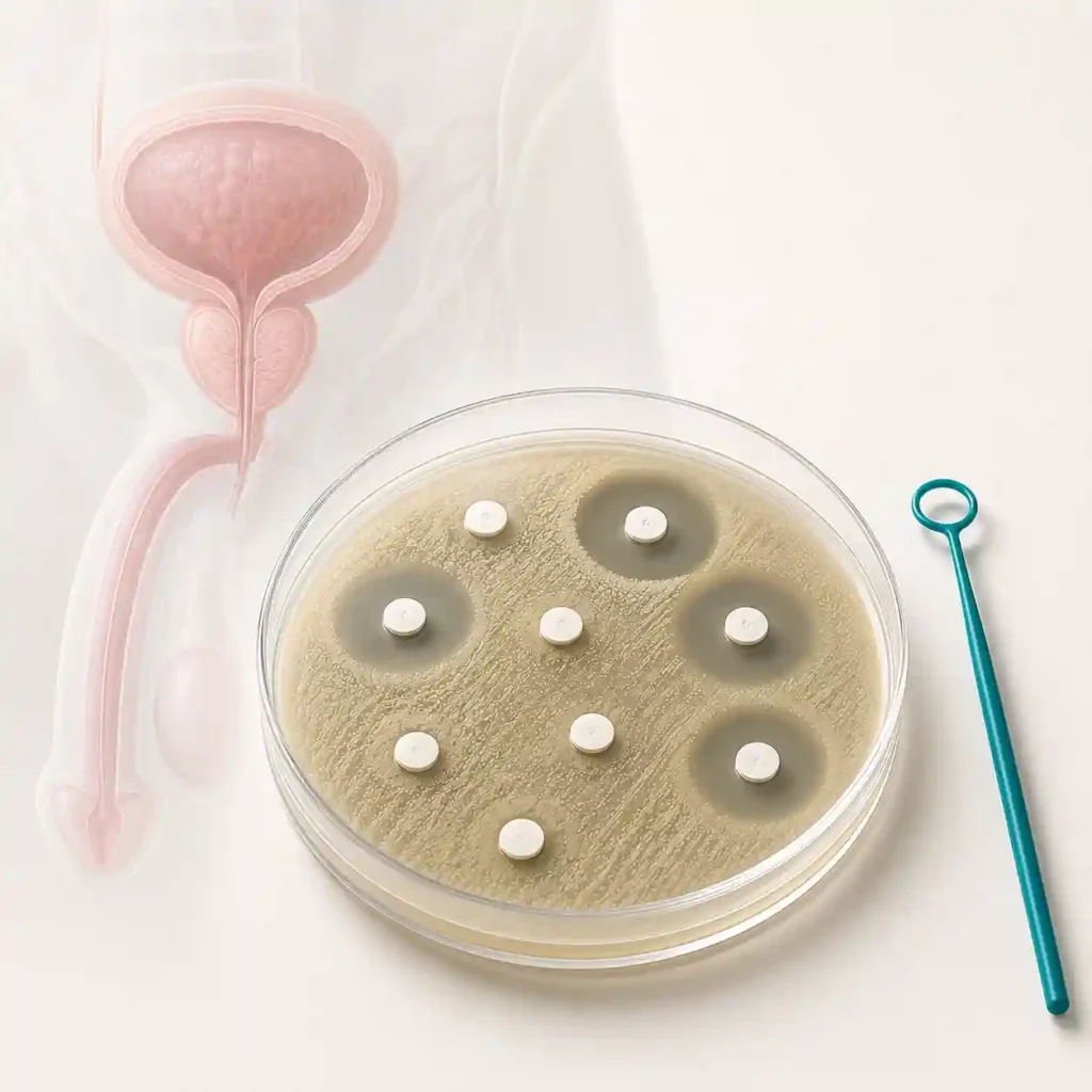 antibiotic susceptibility test plate showing resistant and sensitive bacteria